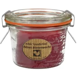 Kerzenfarm Hahn Bienenwachs Kerze im Weckglas dunkelrot