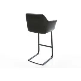 DeLife Barstuhl Yulo-Flex Freischwinger flach Metall Echt-Leder Schwarz