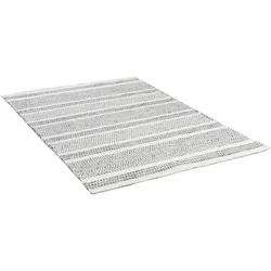 Wollteppich THEKO "TRONDHEIM 05", grau, B:130cm H:10mm L:190cm, Wolle, Teppiche, Flachgewebe, gestreift, reine Wolle, handgewebt, Wohnzimmer