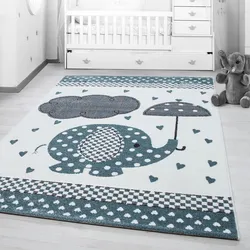 Kinderteppich AYYILDIZ TEPPICHE "Kids 570" Teppiche Gr. B: 160cm, 12mm, L: 230cm, blau Kinder Elefanten Motiv, Kurzflor