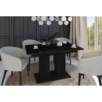designimpex Esstisch Design Tisch DE-1 Schwarz Hochglanz ausziehbar 130 bis 170 cm schwarz