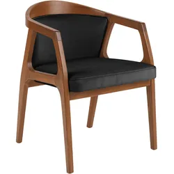 Nova | Bistro Holz Stuhl | Leder | Schwarz