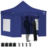 VOUNOT Pavillon 3x3m Wasserdicht Stabil Winterfest, Pop Up Faltpavillon mit 4 Seitenteilen 4 Sandsäcke, Party Pavillon Faltbar Partyzelt, Blau