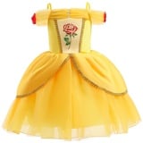 Lito Angels Prinzessin Belle Kostüm Kleid für Kinder Mädchen, die Schöne und das Biest Verkleidung Größe 7-8 Jahre 128, Gelbes