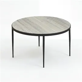 FineBuy Couchtisch 70cm mit Marmor Platte weiß Wohnzimmertisch Beistelltisch Metall rund