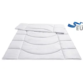 OTTO home Microfaserbettdecke Microlux, Bettdecke 135x200 cm und Übergrößen bis 240x220cm, Füllung: Feuchtigkeitsregulierende 3D Klimafaser (Polyester), Bezug: Microfaser-Feinbatist, fest versteppter Bezug - keine Bettwäsche nötig, Sommer, Winter weiß 155