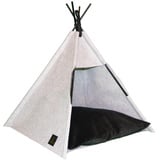 The Luxe Pet Tipi Zelt für Haustiere, Haustierbett für Hunde und Katzen mit waschbarem Kissen, Gestell aus Holz (50 x 50 x 50 cm) (Light Grey)