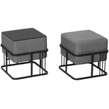 [en.casa] Hocker Tas 38 x 38 x 38 cm Dunkelgrau