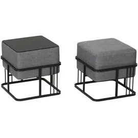 [en.casa] Hocker Tas 38 x 38 x 38 cm Dunkelgrau