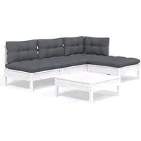 vidaXL Garten-Lounge-Set 5-tlg. weiß Kiefernholz