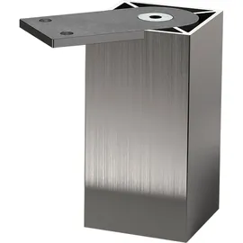 Ebb Möbelfuß Capri 50x50mm, Höhe 100mm - Sockelfuß 10mm Höhenverstellbar, Aluminium Edelstahl Effekt