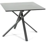 RATTATAN Quadratischer Tisch 90x90 cm, Metallkreuzbeine, Laminatplatte, Esstisch für 4 Personen, X-Beine, moderner Stil–Carlo–Granit