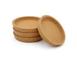 Korkuntersetzer Rund mit Rand, 10cm Kork Untersetzer Absorbierende HitzebestäNdige Runde Kork Untersetzer für BüRo Küche und Esstisch, Holz Matte Tischoberflächenschutz für Meisten Tassen (4PCs)