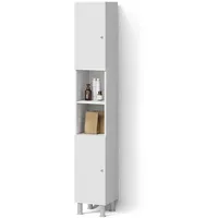 Livinity® Badschrank, Weiß, Weiß, 6 Fächer, Quadratisch, 30x190x30 cm,