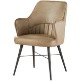 MASSIVMOEBEL24.DE Polsterstuhl Leder beige