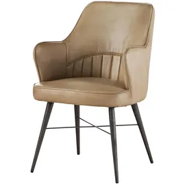 MASSIVMOEBEL24.DE Polsterstuhl Leder beige