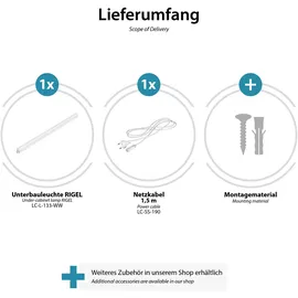 PARLAT LED Unterbauleuchte RIGEL, Stecker, 57cm, 8,5 W, 790lm, warmweiß