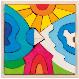 GoKi 58351 - Landschaftspuzzle Kleiner Eisbär, 22-teilig, Holz, goki evolution