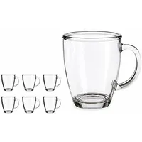 emeco Latte-Macchiato-Tasse 6 Latte Macchiato Gläser 300ml mit Henkel Kaffeegläser Klar DM-8c, 6-tlg., Glas weiß