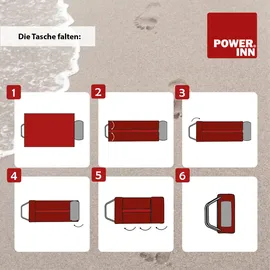 POWER INN Strandtuchtasche ca. 95x178cm | Blau/Blau | Liegehandtuch 3 in 1