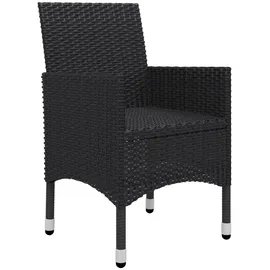 vidaXL 3-tlg. Bistro-Set Poly Rattan und Hartglas Schwarz