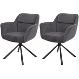 Mendler Esszimmerstuhl HWC-K33 Stoff Kord-grau 2er Set