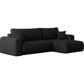 kaiser möbel Ecksofa mit Schlaffunktion und Stauraum für Bettzeug, L-förmiges ,Capri Stoff Verita Rechts Schwarz
