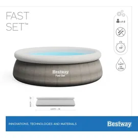 BESTWAY Fast Set Aufstellpool ⌀ 457 x 84 cm Grau inkl. Filterpumpe
