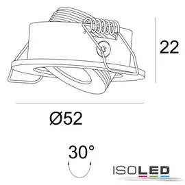 ISOLED LED Einbauleuchte MiniAMP schwarz, 3W, 24V DC, warmweiß, dimmbar