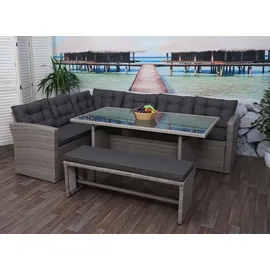 MCW Poly-Rattan-Garnitur A29 14-tlg. Grau