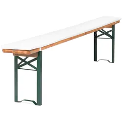 TexDeko Bierbankauflage gepolstert 220x25x2cm  3TLG Set Blickdicht mit Tischdecke 250x100cm (universal), Weiß
