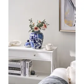 Beliani Vase mit Deckel Cuenca Porzellan 36 cm Weiß / Blau