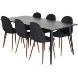 ebuy24 Dipp180x90BLBL Essgruppe Esstisch schwarz und 6 Polar Esszimmerstühle schwarz.