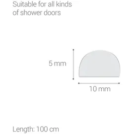 Navaris Ersatz Duschdichtung Duschkabine halbrund - 10x5mm hochtransparent - Boden Dichtleiste Türdichtung Dusche - Ersatzdichtung Duschtüren 100cm