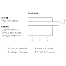 Club 3D CSV-1532 USB-C® to VGA + USB-A 5Gbps+ USB-C® Charging Mini Dock