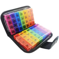 Tablettenbox 14 Tage 4 Fächer, Morgens Mittags Abends Große Medikamentenbox Wochendosierer, Tragbar Mehrfarbig Pillenbox mit Einfachem Offenem Design (14 Tage 4 Fächer)