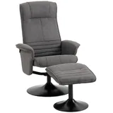 Homcom Relaxsessel mit Fußhocker 69x71x104cm Dunkelgrau, Metall, 71x104x69 cm, Wohnzimmer, Sessel, Relaxsessel