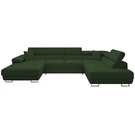 Mirjan24 Ecksofa Cord 7-Sitzer Grün