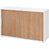 bümö Aktenschrank 120x74,8x40 cm Weiß/Nussbaum