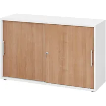 bümö Aktenschrank 120x74,8x40 cm Weiß/Nussbaum