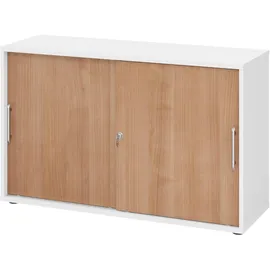 bümö Aktenschrank 120x74,8x40 cm Weiß/Nussbaum
