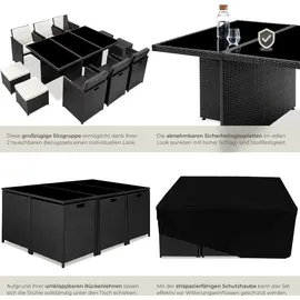 Tectake Rattan Sitzgruppe New York 10-tlg. Schwarz