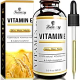 Kanzy Vitamin E Öl Bio Tropfen für Kosmetik 60ml 100% Natürliches d-Alpha-tocopherol, Anti-Falten, Anti Aging, Reines Vitamin E Öl Gegen Falten aller Art, Gesicht, Nagel und Haare