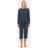 SCHIESSER Schlafanzug Organic Cotton in Blau gestreift / Dunkelblau | Gr.: 34