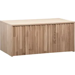 Truhenbank WOOOD "New Gravure Bunkbench", beige (natur), B:88cm H:40cm T:50cm, Holz teilmassiv, Sitzbänke, mit grafischen Relieftüren auf Rollen, Breite 88 cm
