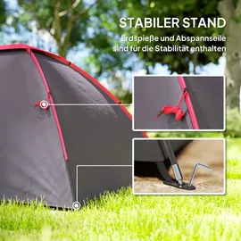 Outsunny Campingzelt 3 Personen Grau
