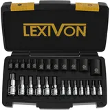LEXIVON Master Torx-Bit- und Steckschlüssel-Set, Premium-S2-Legierung & Cr-V-Stahl, 25-teilig, Bit-Stecknuss T8-T60 & E-Torx E4-E22, robuster Aufbewahrungskoffer (LX-148)