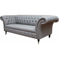 JVmoebel Chesterfield-Sofa, Sofa Dreisitzer Chesterfield Wohnzimmer Klassisch Design Sofas grau