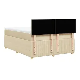vidaXL Boxspringbett mit Matratze Creme 140x200 cm Stoff