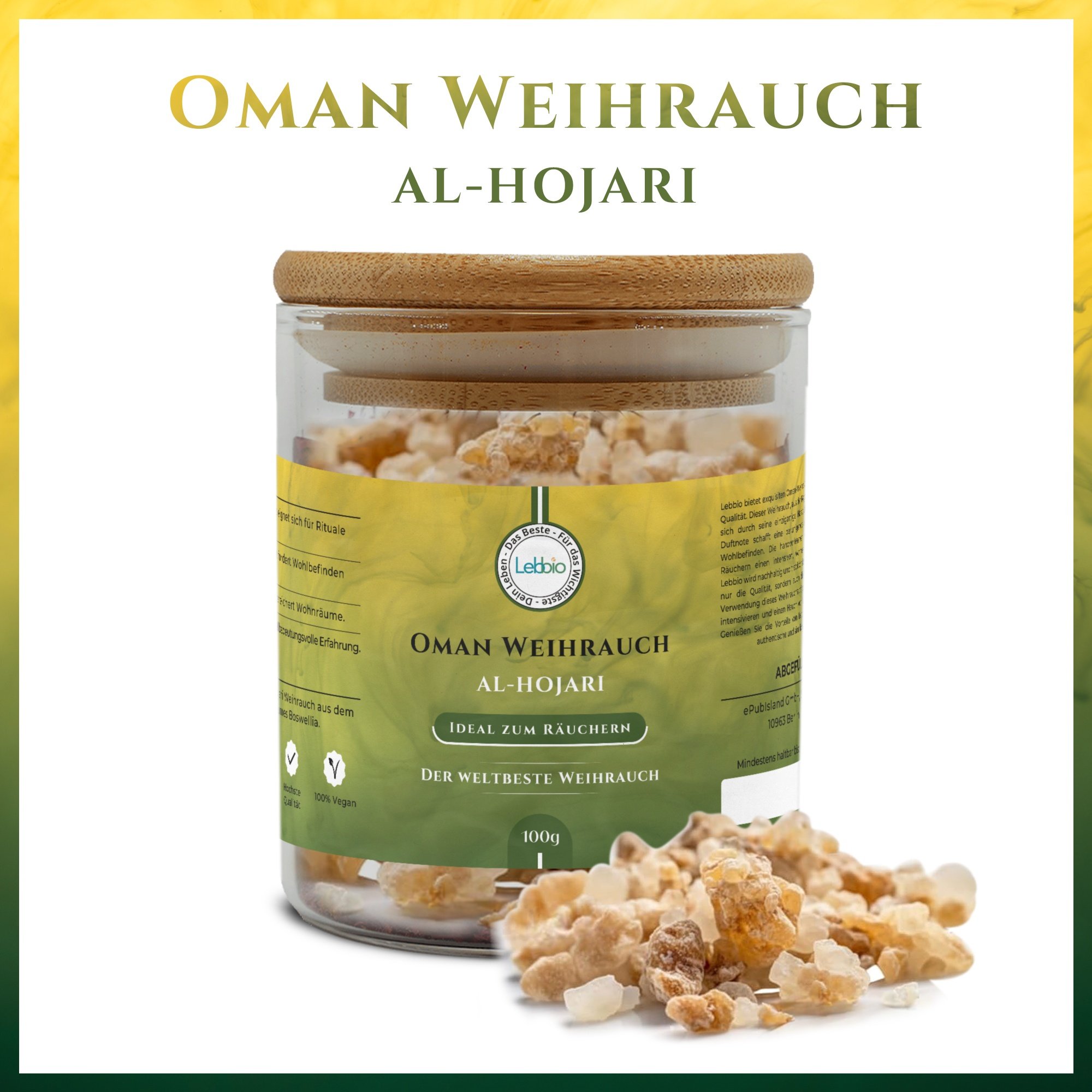 Lebbio – Al-Hojari Oman Weihrauch zum Räuchern – der weltbeste Weihrauch - 100g